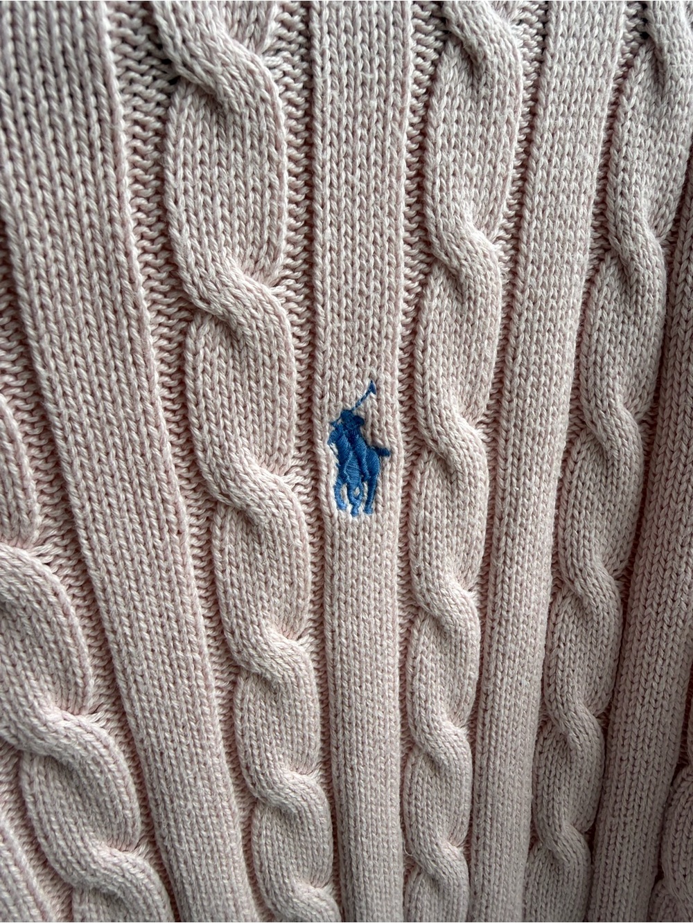 Polo by Ralph Lauren Light Pink Cable Knit Crewneck Sweater - Picture 4 of 4